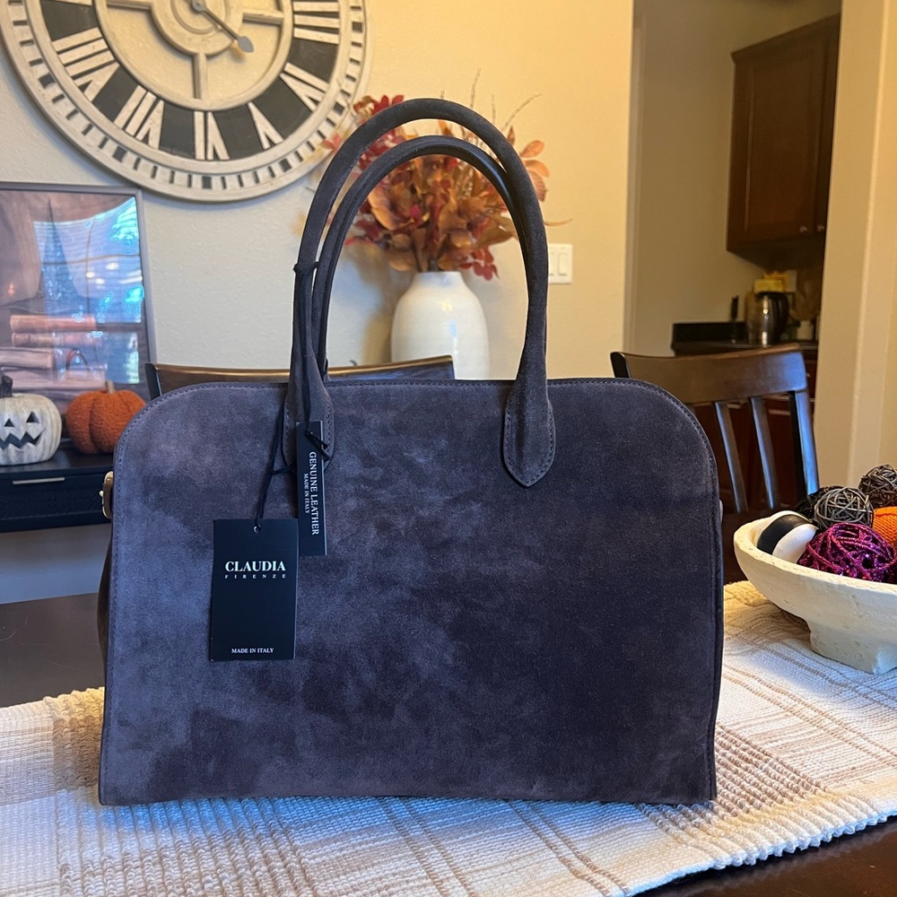 Claudia Firenze suede chocolate brown bag